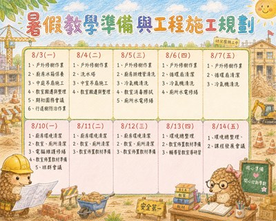 暑假教學準備與工程施工規劃