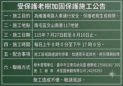老樹保護工程公告