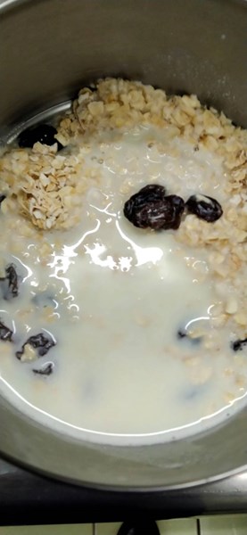 早點葡萄乾+牛奶燕麥片